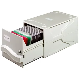 Durable Multimedia Box für CDs und Disketten, abschließbar und erweiterbar, grau, 525610