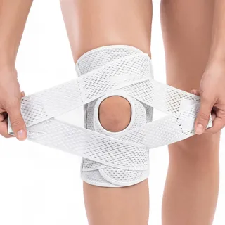 ANAMPION Kniebandage S 1Stück, Knieschützer mit Klettverschluss und Patellaöffnung Klappbare Kniebandage für Männer und Frauen Verstellbare Kniebandage bei Geschwollenen ACL Sehnen Bander(Weiß)