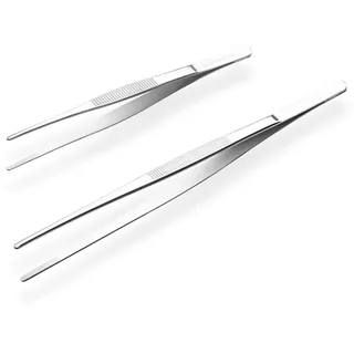 Grillpinzette, Kochpinzette, Küchenpinzette, Edelstahl 304, spülmaschinenfest, Fleischpinzette, Bratpinzette (20cm/30cm), Silber | gerade