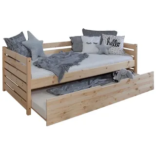 TICAA Kinderbett Naomi 90 x 200 cm Kiefer braun