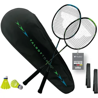 Talbot-Torro Badminton Set Professional I 2 Carbon-Schläger I 2 Federbälle I 2 Griffbänder I Schlägertasche I Leicht & Robust I Für Anfänger & Fortgeschrittene I Outdoor & Indoor