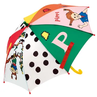 Pippi Langstrumpf Regenschirm für Kinder – bunter Sonnenschirm für Kinderwagen – Kinderregenschirm & Kinderschirm für Mädchen und Jungen – Stockregenschirm & Minischirm