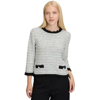 Betty & Co Strickpullover mit Fransen Schwarz / Weiß S