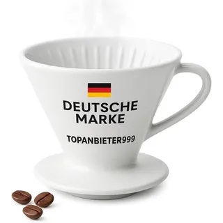 Topanbieter999 Handfilter Größe 4 für 1–4 Tassen Kaffeefilterhalter, Porzellan, passend für Melitta Kaffeefilter Gr. 4, Dauer Pour Over weiß