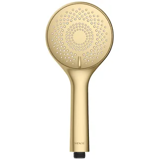 Wenko Duschkopf Watersaving, Gold matt, Universal-Handbrause, Ø 11 cm, 3 Strahlarten,