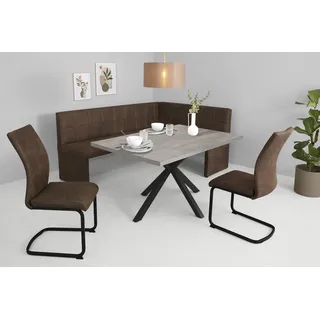 Hela Essgruppe HELA "SPREE", grau (beton, schwarz, vt schlamm, vintage schlamm,), Microfaser, linksbündig, Sitzmöbel-Sets, Essgruppe, Esstisch 140x90 cm mit Dickkante, Microfaserbezug