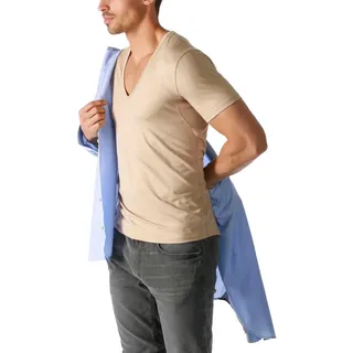MEY Slim Fit T-Shirt mit V-Ausschnitt, Serie 'DRY Cotton Functional", Modell 'DAS DRUNTERHEMD', Ecru, XL