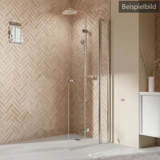 Breuer Elana 2.0 rund Black Edition Walk-In Drehfalttür mit Festteil alleinstehend Türanschlag rechts Mastercarre 90 cm - Schwarz matt - 2507 031 008 004