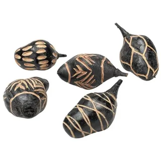 NaDeco Baobab 'Mini', Packung mit 5 Stück, ca. 5-10 cm, Mix-Design, in 3 Farben erhältlich | Adansonia digitata | Affenbrot | Baobab Deko-Früchte | Afrikanische Deko | Afrika-Deko, Farbe:Schwarz