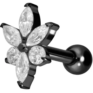 Titan Ohrpiercing mit Innengewinde KRISTALLBLUME