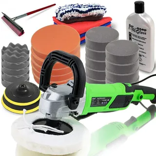BITUXX Polierset Autopoliermaschine 1200w Kfz Autopflege Lack Autopolierer Set 7 Inkl. Nano Politur Und Umfangreiches Polierzubehör