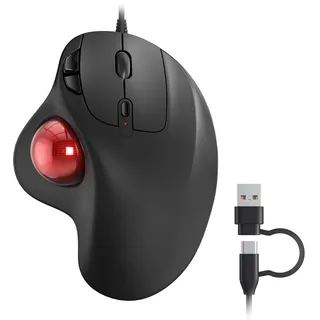 Nulea M509 Trackball Maus verdrahtet, Ergonomisches Design, Einfache Daumenkontrolle, Präzise und reibungslose Verfolgung, 2-in-1 Schnittstelle (Typ A &Typ C), Kompatibel für PC, Laptop, Mac, Windows