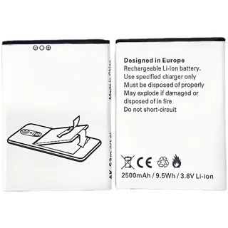 Emporia Wiederaufladbarer Li-Ion-Akku, 2500 mAh, kompatibel mit Smart 3 Mini, Smart 4, S4, Supereasy SE, entworfen in Europa, 3,8 V, 2 Stück