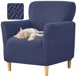 Highdi Stretch Sesselbezug Sesselhusse Elastische T Jacquard Sofaüberzug Clubsessel Sessel Bezug, Weicher Sesselschoner Sitzbezug Für Sessel Mit Armlehne Hussen (Marineblau)