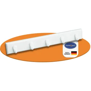 homeXpert Schlüsselleiste 5 Haken weiß 22cm – Hakenleiste Wand zum Kleben oder Schrauben – Schlüsselboard Garderobenleiste Schlüsselhaken Wandhaken Flur Küche