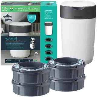 TOMMEE TIPPEE Twist & Click Windeleimer weiß inkl. Nachfüllkassette 4 Stück