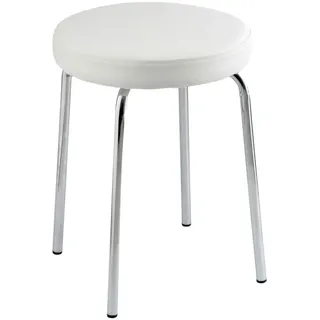 Badhocker, Weiß, Chrom, Metall, Textil, 37x49x37 cm, Made in Germany, freistehend, Badaccessoires, Duschzubehör, Badhocker