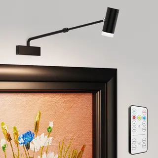 LABOREDUCER Bilderleuchte Kabellos mit Fernbedienung,Aufladbare Akku Schwarz Bildbeleuchtung Kabellos LED Einstellbar Länge Dart Beleuchtung Batterie mit Dimmbar Timer Drahtlos Bild Licht
