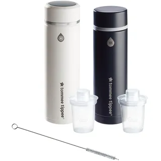 Tommee Tippee PrepGo Zubereiter-Set, Kühlt Babymilch zur guten Temperatur in nur 2 Minuten, Transportierbare Thermosflaschen, Temperaturdisplay