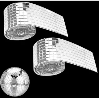 2 m Mini Spiegelfliesen Mosaik Selbstklebend für Deko Discokugel und Blumentopf, Quadratische Sticker zum Aufkleben für DIY KTV Party