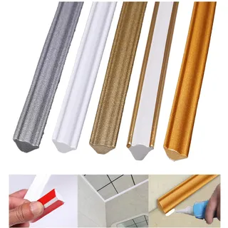 Stuckleisten Decke, Zierleisten Selbstklebend, Deckenleisten Selbstklebend, Wandabschlussleiste Küche, Deckenleisten Styropor, Wandleisten, Deckenleiste, Styroporleisten Decke (Silber 3M19mm*13mm)