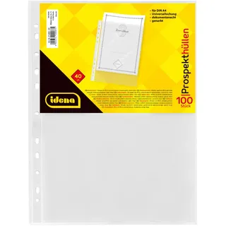 IDENA Klarsichthüllen DIN A4 genarbt 40μ 100 St.