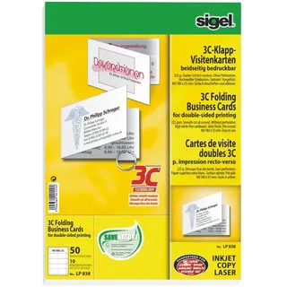 Sigel Visitenkarten LP838 satiniert weiß 225 g/qm, 50 St.