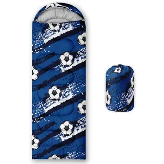 HOSIMA Schlafsack, Blauer Fußball-Motiv, Bedruckt, leicht, warm, tragbar, für draußen und drinnen, wasserdicht, kältebeständig, Schlafsack für Camping, Wandern (Fußball13)