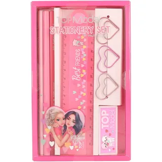 DEPESCHE 12857 TOPModel - Schreibwaren Set in Rosa, mit Model Motiv und Herzen, inkl. Bleistiften, Radiergummi, Lineal uvm.