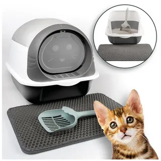 Vealind Katzenklo Edelstahl mit Deckel Groß Katzentoilette Metall Katzenklo Hoher Rand Offen Katzentoiletten Große Katzen Cat Litter Box