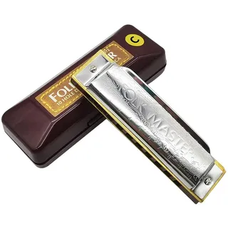 Suzuki Folkmaster 1072 10 Loch diatonische Mundharmonika Standard Anfänger-Blues Harp Gaita Tonart A/AB/B/C/D/DB/E/Eb/F/F#/G Musikinstrument(Tonart C)