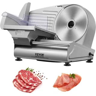 Vevor Heimgebrauch Fleisch Allesschneider 180 W, 80–120 U/min Elektrische Aufschnittmaschine Lebensmittelschneider mit SUS420 Klingen, 0–15 mm Einstellbare Dicke für Fleisch, Käse usw.