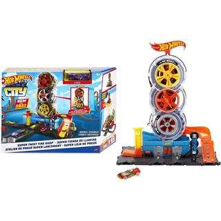 Hot Wheels City Super Reifenshop Spielset, Geschenk für Kinder von 4 bis 8 Jahren,