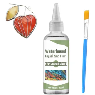 Liquid Flux Soldering 100ml - Buntglas-Flussmittel für Lötarbeiten, Glasreparatur und mehr - Beizglaswerkzeuge und Zubehör - Wasserbasiertes flüssiges Zink-Flussmittel für Buntglas