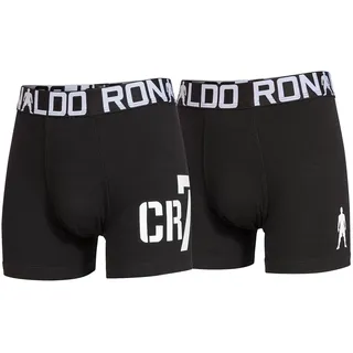 Cristiano Ronaldo CR7 Jungen Boxershorts, 2er Pack - Trunks, Cotton Stretch, Logobund schwarz, 122/134