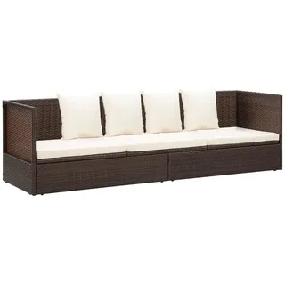 vidaXL Garten-Sofabett mit Kissen Gartensofa Gartenmöbel Gartenliege Loungebett Outdoor Tagesbett Sofa Garten Schlafsofa Sofa Poly Rattan Braun