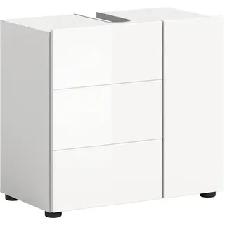 VCM Waschbeckenunterschrank Vira 60 x 57 x 34 cm Weiß Hochglanz