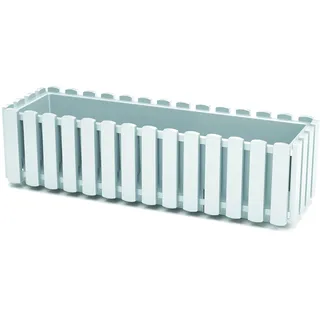 Blumenkasten Blumentopf Balkonkasten Latten-Optik Pflanzkasten Pflanzgefäß Lattenzaun-Design (580 Weiß)