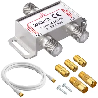 Justech Koax-Splitter (Silber, 2-Wege-Splitter)