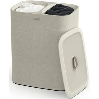 Joseph Joseph Wäschekorb Tota, 2 Fächer für eine einfache Trennung der Textilien beige 90 l | 56 cm x 71 cm x 40 cm