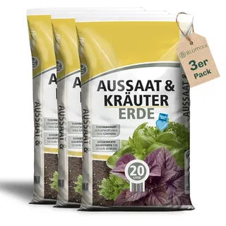 BLUMIXX Aussaaterde 60 Liter (3 x 20 Liter) - für Samen - optimale Versorgung durch perfekte Zusammensetzung - Kräutererde pikieren