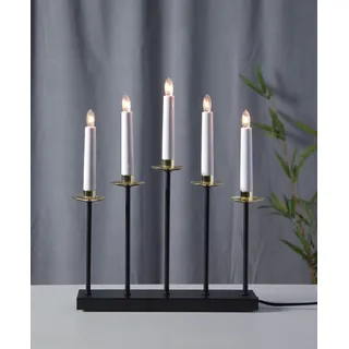 Star Trading Led Kerzenhalter ,greta', 5-flammig Farbe: schwarz/messing Teller, ca. 36x31 cm