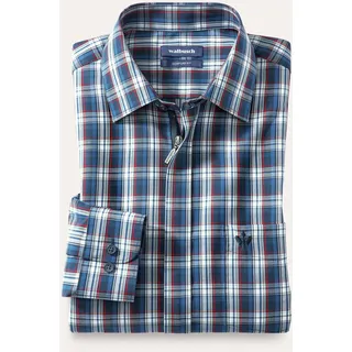 Walbusch Herren Bügelfrei-Hemd Zip & Go Blau kariert
