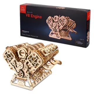 UGEARS - 3D Holzpuzzle V8-Motor - Beige