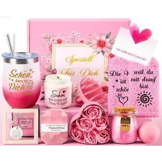 Giftota Geschenke für Frauen, Rosa 11-tlg. Spa Selfcare Geschenkidee für Frauen, Wellness Geschenkset Freundin Geburtstag Valentinstag Muttertag Weihnachtstag Geschenke Mama, Schwester, Beste Freundin