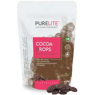 Cocoa Drops Zartbitter, vegan, feinherbe große zuckerfreie Kakao-Schokodrops,...