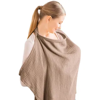 Stilltuch Stilltuch Für Unterwegs Stillschal Stilltücher & -Schals Nursing Cover Atmungsaktive Anti-Expositions-Stillkleidung Aus Baumwollgaze Für Ausflüge Verstellbares Stilltuch Hellbraun 71 * 95cm