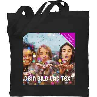 Baumwolltasche - Foto eigenem - Fotogeschenk I Geschenk Bild personalisiert I Geschenk mit Bild I Custom Photo - Unisize - Schwarz - fotogeschenke kindergarten stofftasche selbst drucken druck - Einheitsgröße