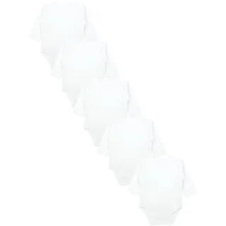 TupTam Baby Body Langarm – Wickelbody Langarm für Jungen & Mädchen, 5er Pack, 100% Baumwolle, OEKO-TEX, Farbe: Weiß, Größe: 50 - 50