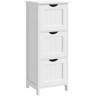 Woltu Badezimmerschrank mit 3 Schubladen, Schmaler Eckschrank für Küche und Schlafzimmer, Nordischer Moderner Stil, Weiß, 32x30x81 cm